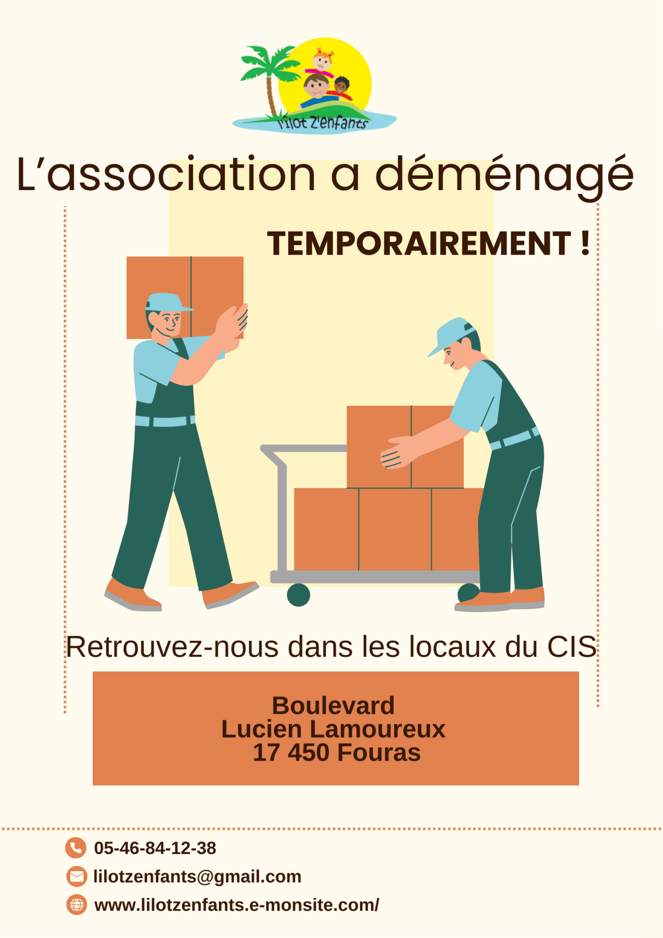 White and orange simple illustrative moving service poster